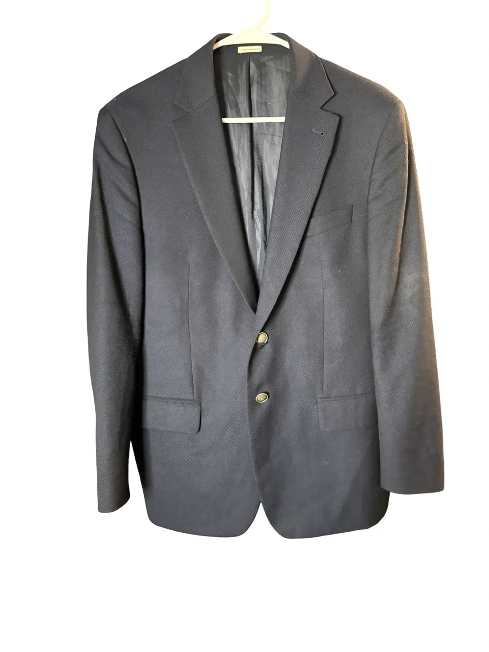 Joseph Abboud Blazer Mens 40 Reg Navy Heritage Super 110s Wool Two Metal Button
